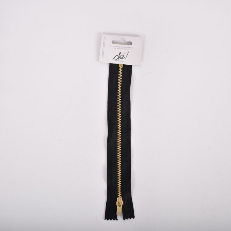 SACHET DE 6 / FERMETURE A GLISSIERE JEANS 20CM. NOIR
